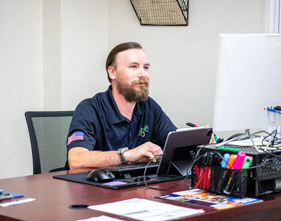 Staff member at desk