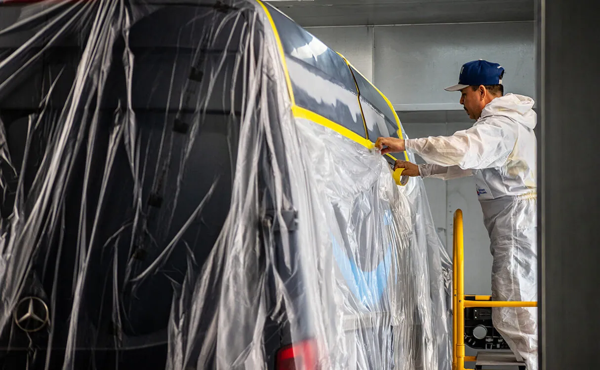 Preparing to Paint Vehicle