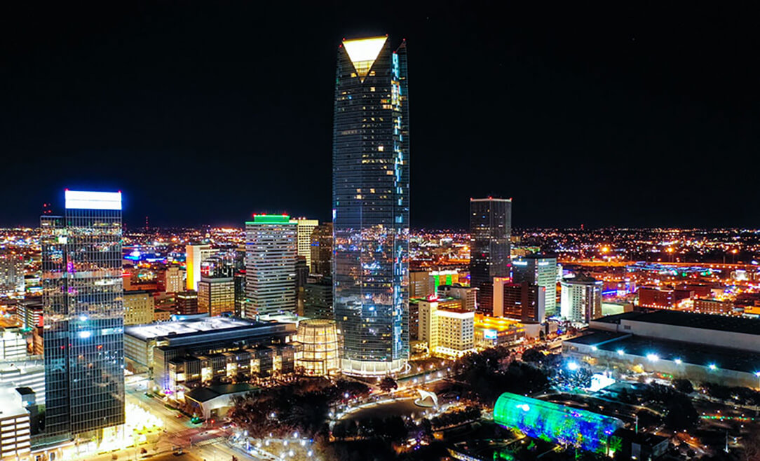 Oklahoma City downtown skyline at night